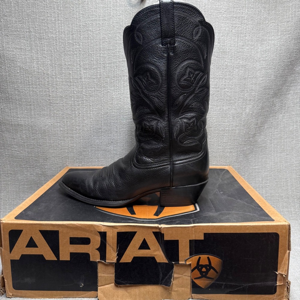 Ariat Heritage Western R-Toe Boots Size 10B Black Leather Cowgirl Mid-Calf 15770